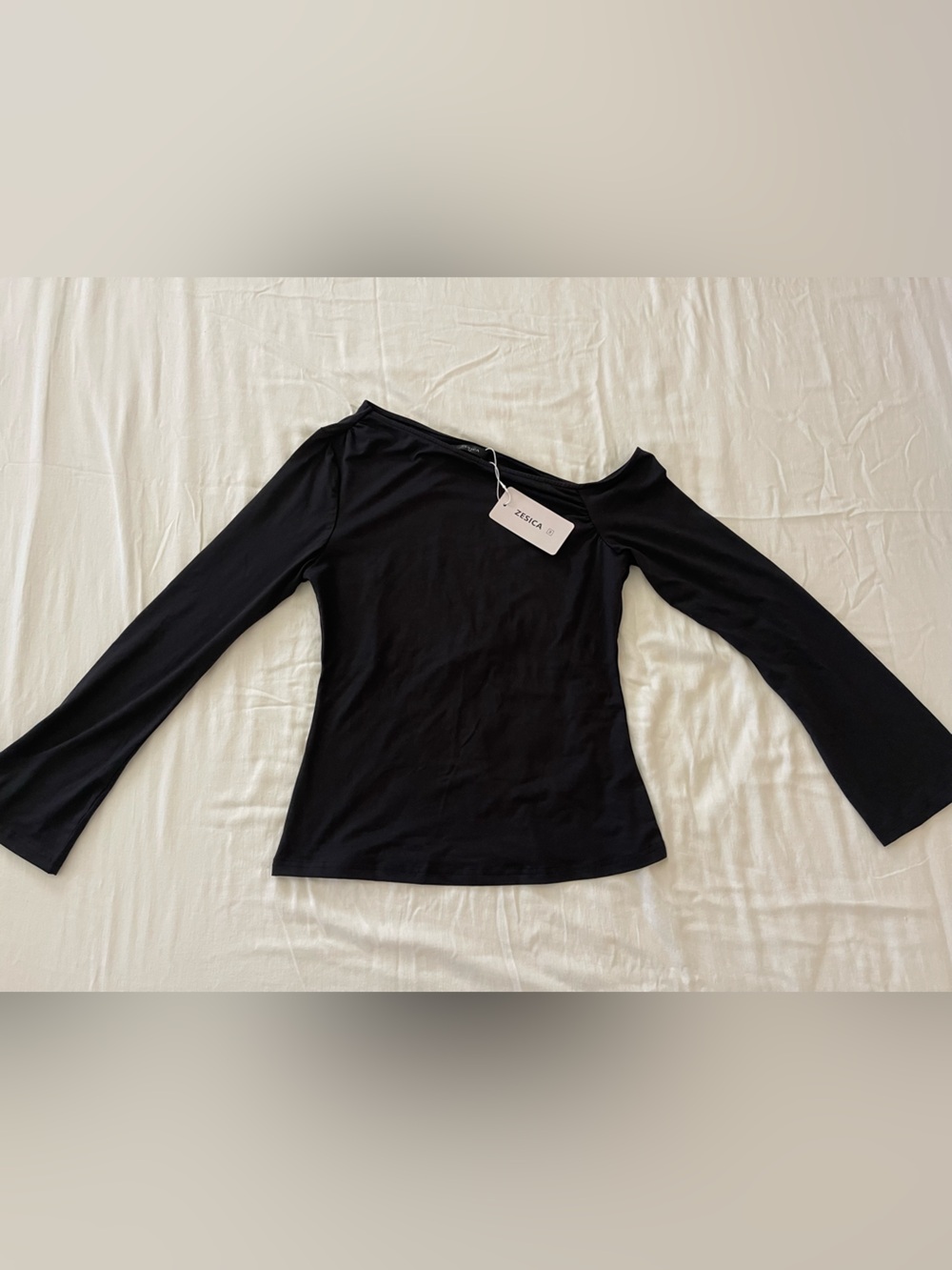 Zesica Black Long Sleeve Scoop Neck Top